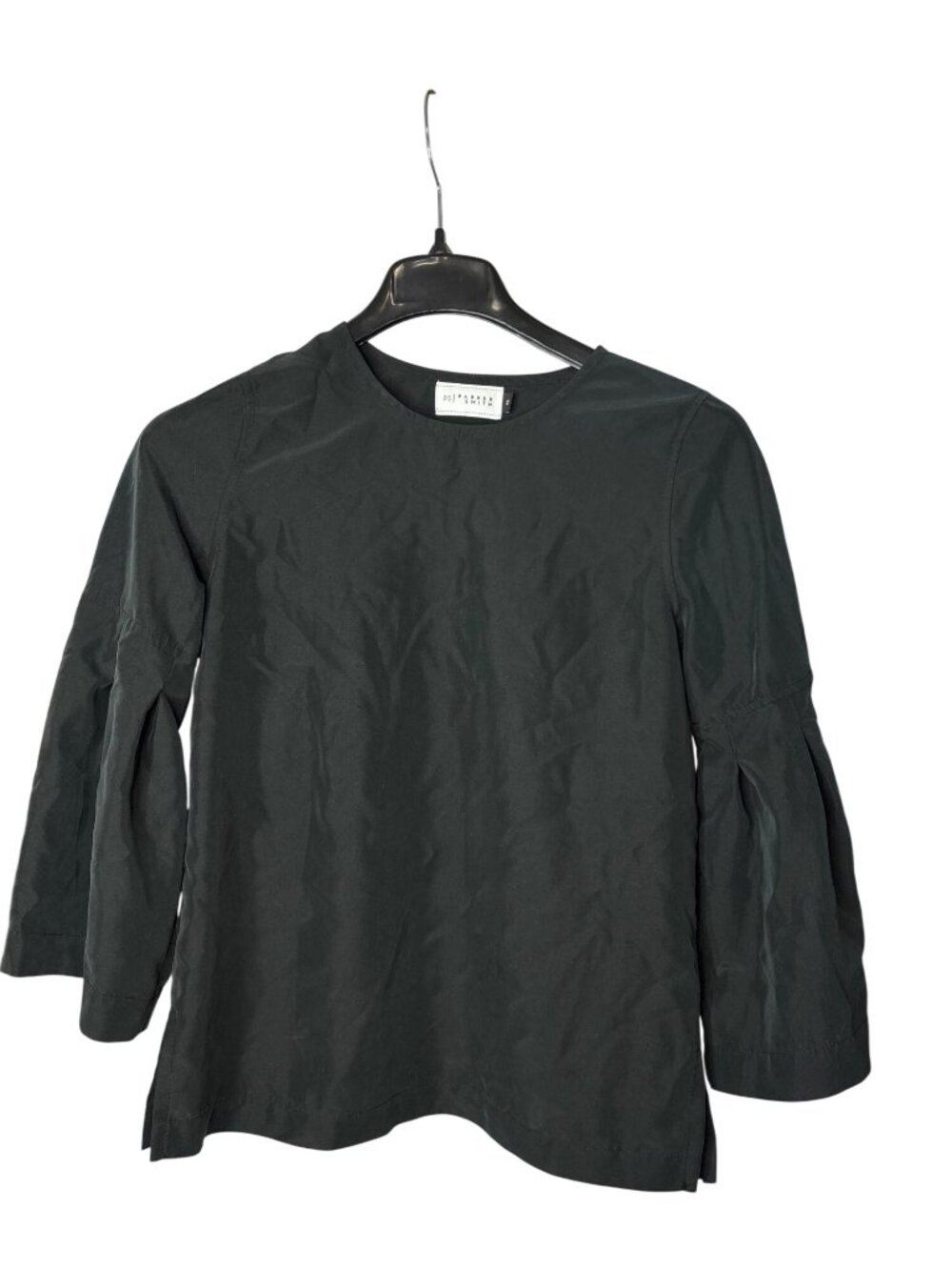 Parker Smith Womens Oversized Blouse Top Size XS Pleated Bell Sleeves Black